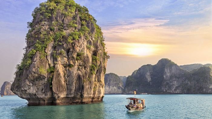 Halong Bay in sunset