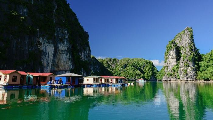 Fishing village in Halong Bay