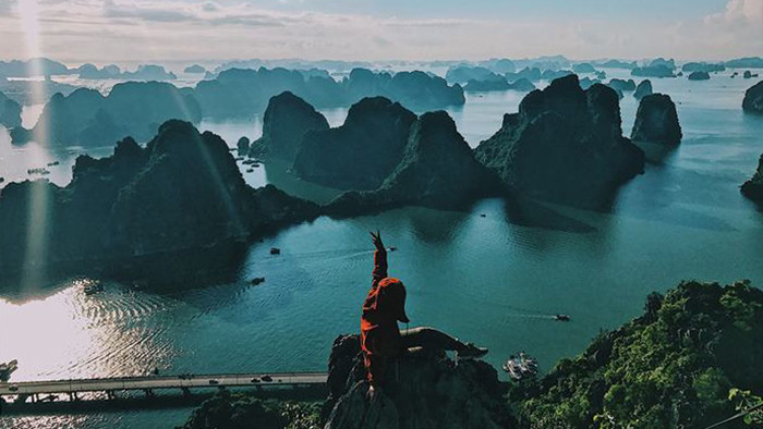 The stunning view of Halong Bay from Bai Tho mountain