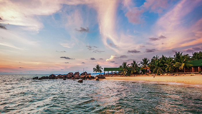 The beautiful sunset on Phu Quoc beach