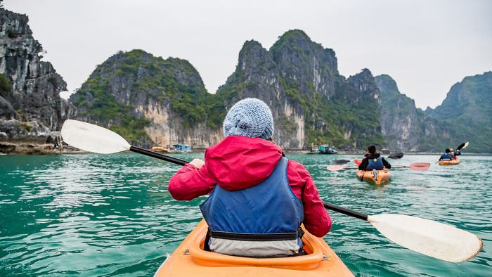 Kayaking in Halong Bay