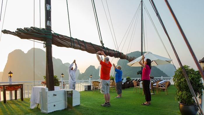 Tai Chi on Halong Bay cruise