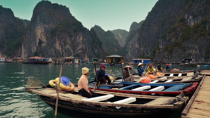 Fishing village in Halong Bay