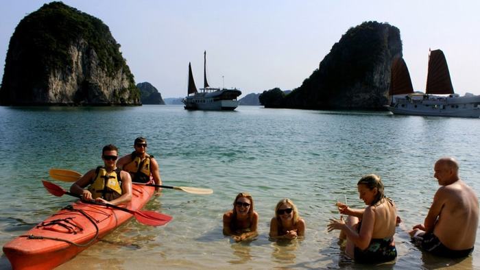 Swimming in Halong Bay