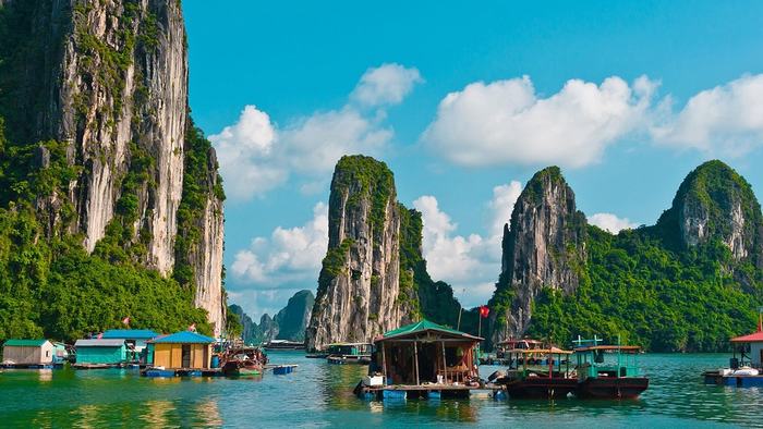 Floating village in Halong Bay