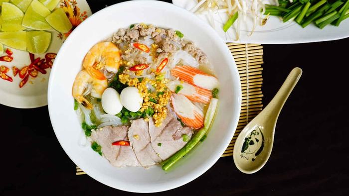 Delicious noodles soup in Mekong Delta