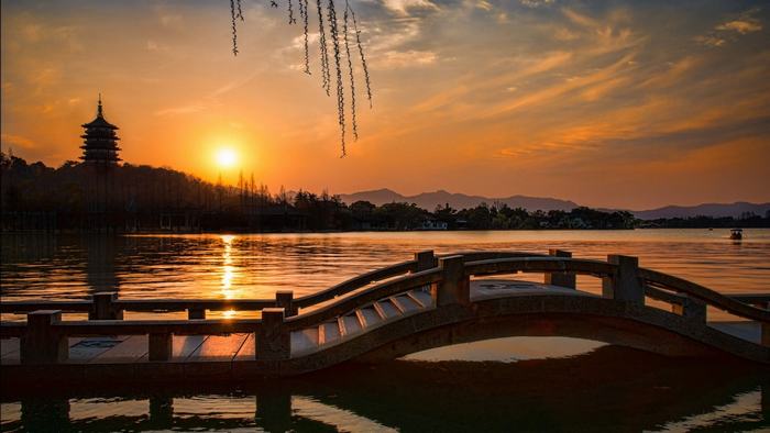 West Lake in the sunset