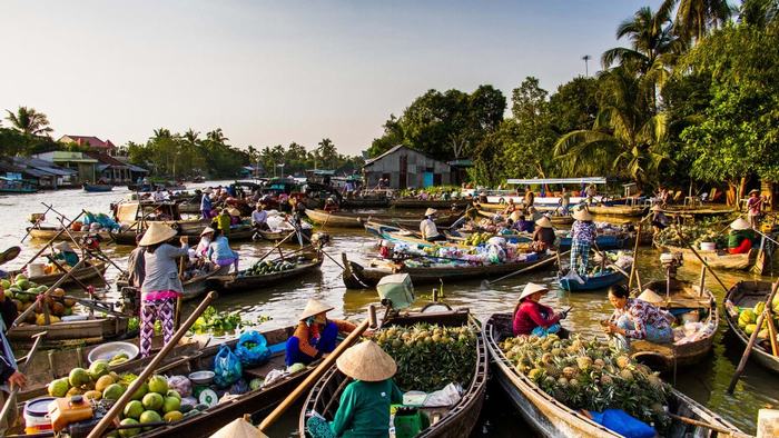 Floating Market in Mekong Delta