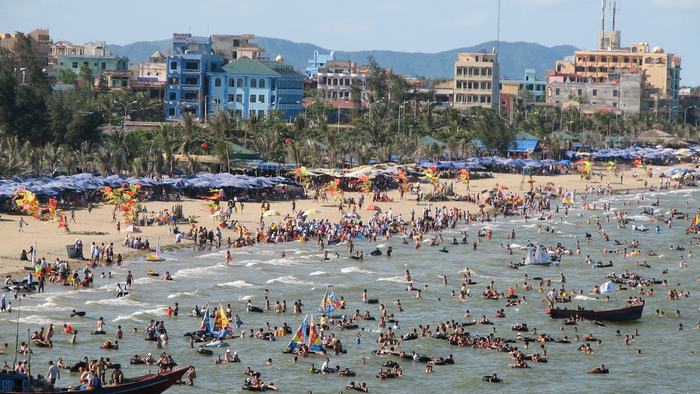 Crowded beach in summer