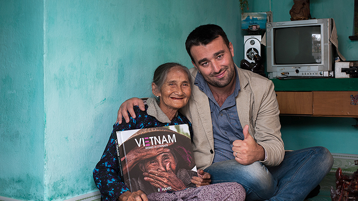 The old lady on the cover of his book