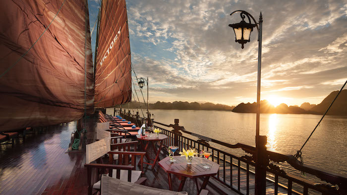 Enjoying Halong Bay on a cruise