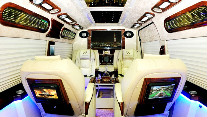 Interior of the limousine