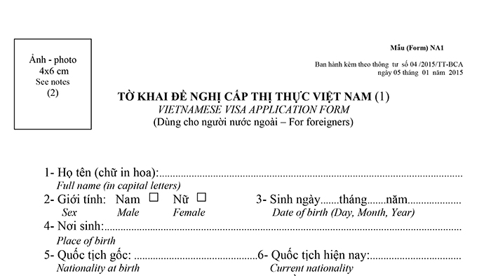 Visa application form