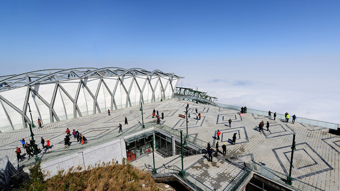 Arriving on Fansipan peak by cable cars