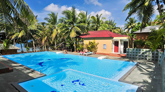 A swimming pool at the resort