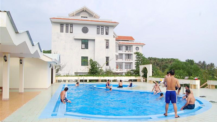 The private swimming pool at the hotel