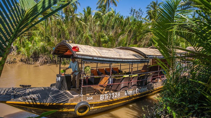 A day-tour boat in the Mekong Delta