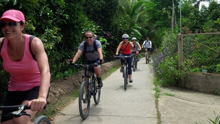 Cycling around Mekong Delta village