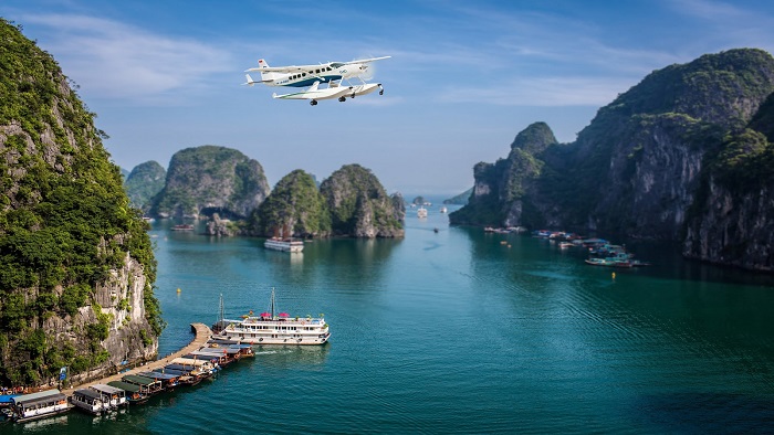 What makes seaplanes in Halong Bay special?